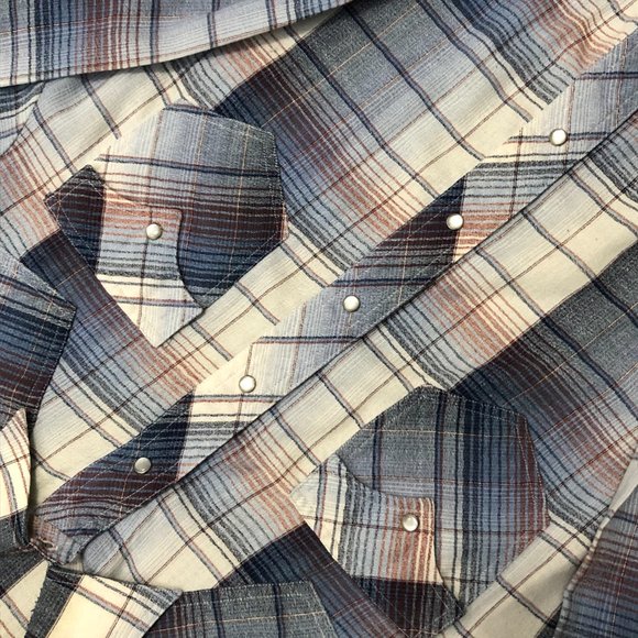 Vintage Snap Button Western Shirt Plaid Mens M - Picture 4 of 7